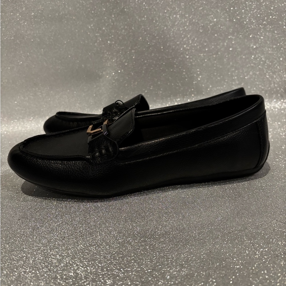 Jones New York Black Flats with Penny Strap